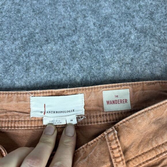 Anthropologie Pants Womens 28 Orange Chino The Wanderer Straight Cotton Linen - Picture 4 of 10